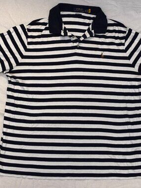 POLO RALPH LAUREN Classic XL stripe white Shirt Short Sleeve Mens knit